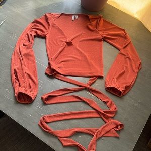 Asos wrap top in copper shimmer